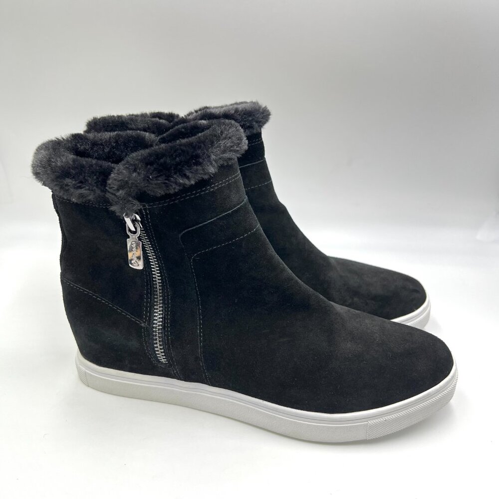 Blondo Size 9.5 Glade Black Suede Leather Waterproof Hi Top Sneakers Booties